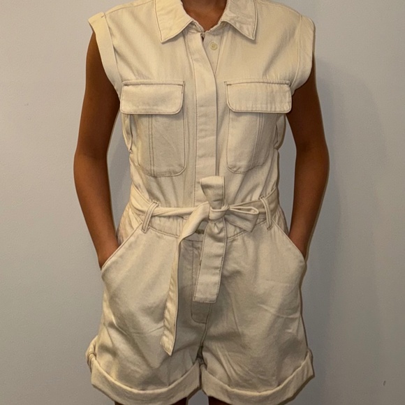 Dynamite Sleeveless Utility Romper – Beige - Picture 1 of 1